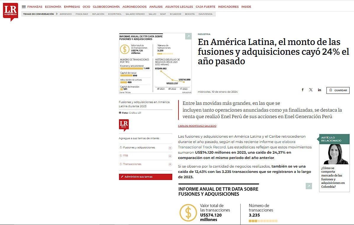 En Amrica Latina, el monto de las fusiones y adquisiciones cay 24% el ao pasado